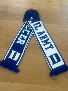 Duke Blue and White Scarf and Beanie